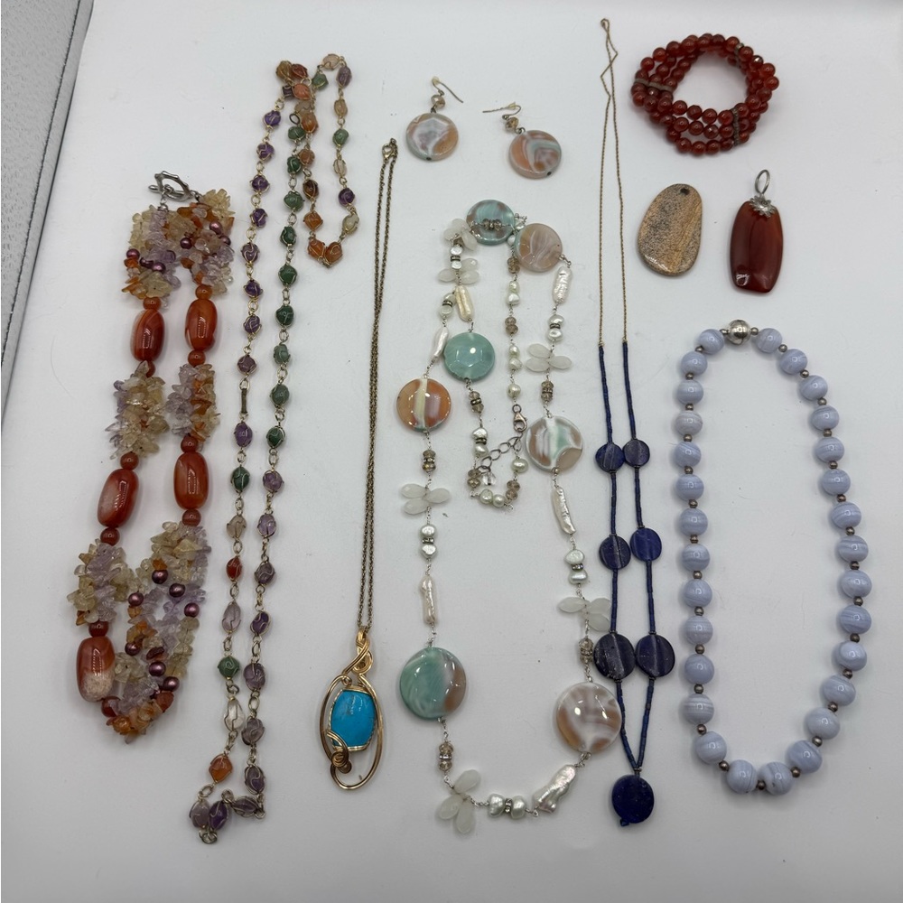 Vintage High-end Gemstone, Glass Jewelry Necklaces, Earrings, Pendants 925